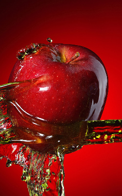 Blackout roller blind An apple doused with water