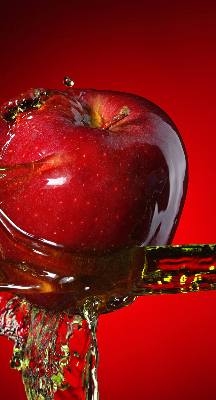 Blackout roller blind An apple doused with water
