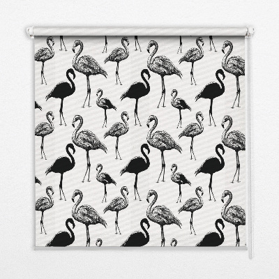 Fabric roller blind for window Black flamingos