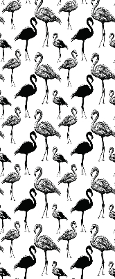 Fabric roller blind for window Black flamingos
