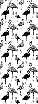Fabric roller blind for window Black flamingos