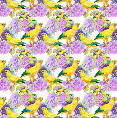 Fabric roller blind for window Yellow parrots