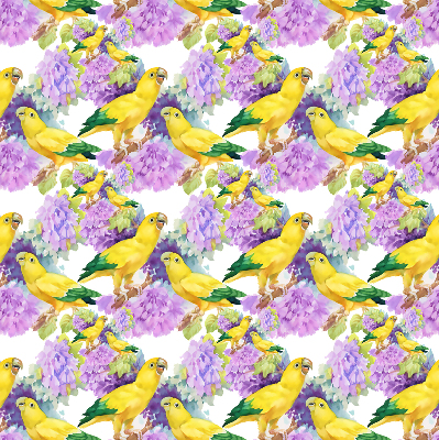 Fabric roller blind for window Yellow parrots