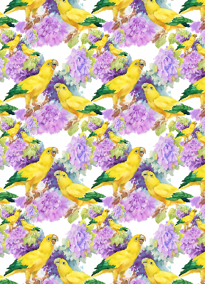 Fabric roller blind for window Yellow parrots