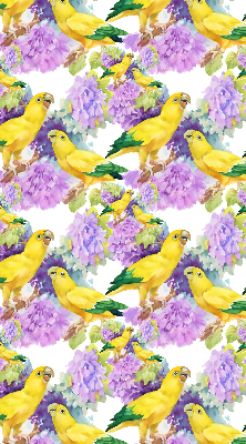 Fabric roller blind for window Yellow parrots