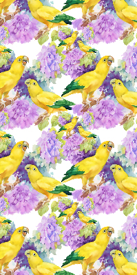 Fabric roller blind for window Yellow parrots