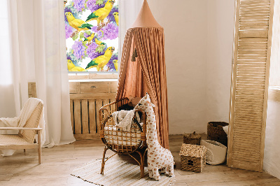 Fabric roller blind for window Yellow parrots
