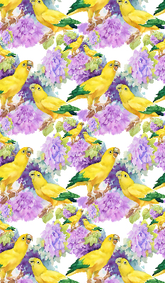 Fabric roller blind for window Yellow parrots