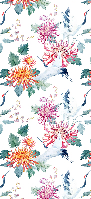 Fabric roller blind for window Heron and flower
