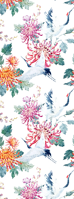 Fabric roller blind for window Heron and flower