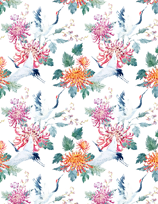 Fabric roller blind for window Heron and flower