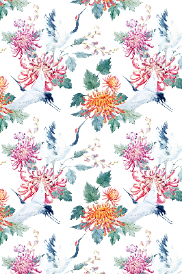 Fabric roller blind for window Heron and flower