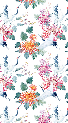 Fabric roller blind for window Heron and flower