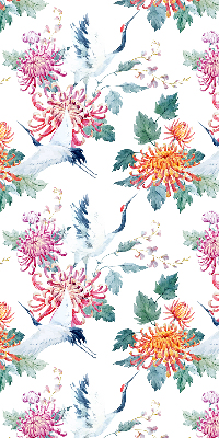 Fabric roller blind for window Heron and flower