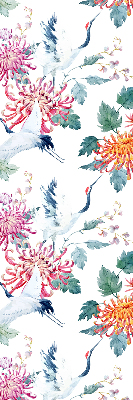 Fabric roller blind for window Heron and flower