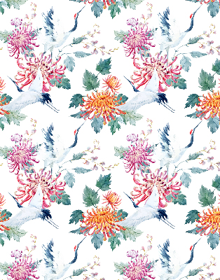 Fabric roller blind for window Heron and flower