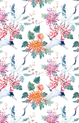 Fabric roller blind for window Heron and flower