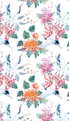 Fabric roller blind for window Heron and flower