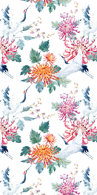 Fabric roller blind for window Heron and flower