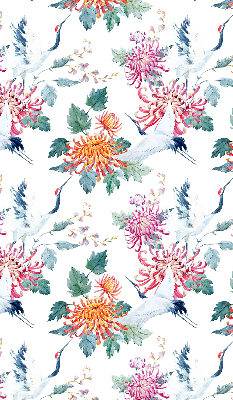 Fabric roller blind for window Heron and flower