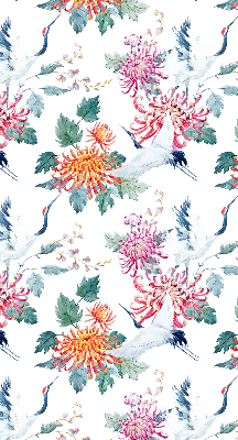 Fabric roller blind for window Heron and flower