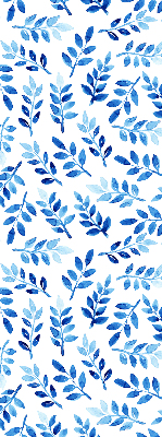 Blackout roller blind for window Blue leaves