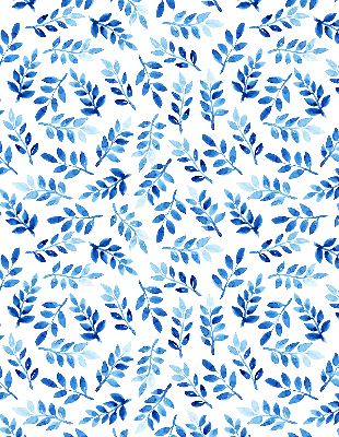 Blackout roller blind for window Blue leaves