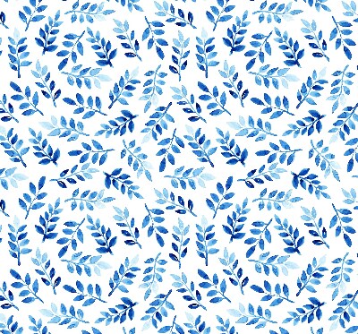 Blackout roller blind for window Blue leaves