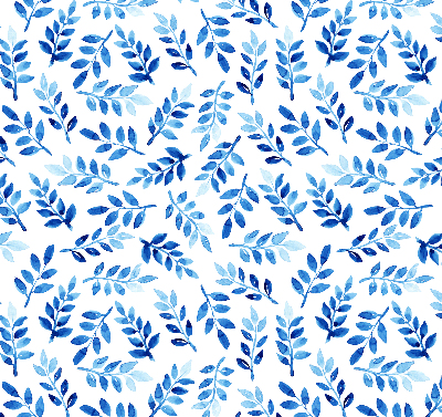 Blackout roller blind for window Blue leaves