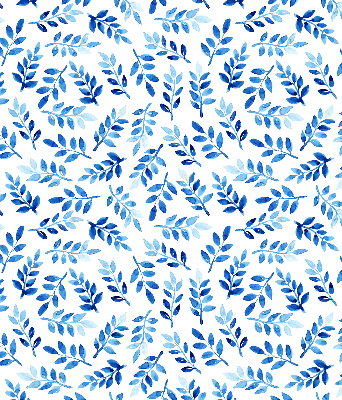 Blackout roller blind for window Blue leaves