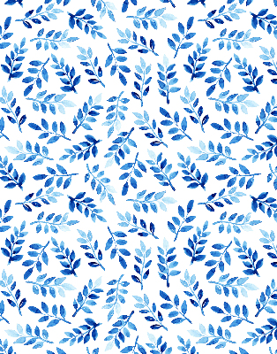 Blackout roller blind for window Blue leaves