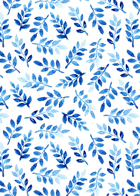 Blackout roller blind for window Blue leaves