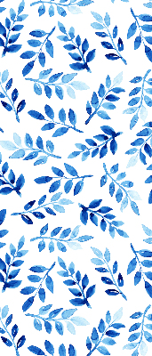 Blackout roller blind for window Blue leaves