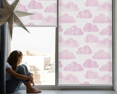 Fabric roller blind for window Pink clouds