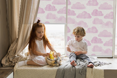Fabric roller blind for window Pink clouds