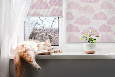 Fabric roller blind for window Pink clouds