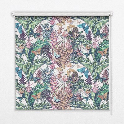 Blackout roller blind for window Butterflies on flowers