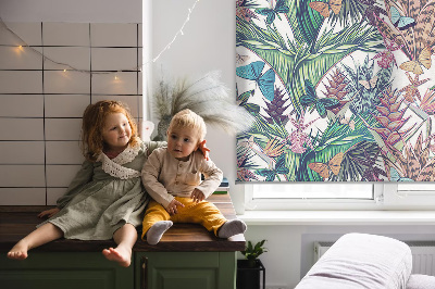 Blackout roller blind for window Butterflies on flowers