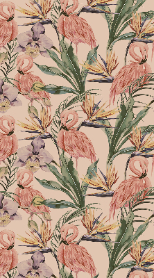 Blackout roller blind for window Flamingos and flowers