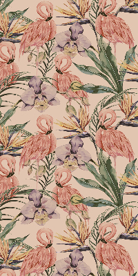 Blackout roller blind for window Flamingos and flowers