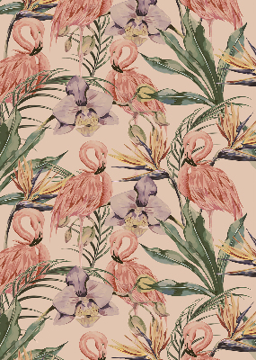 Blackout roller blind for window Flamingos and flowers