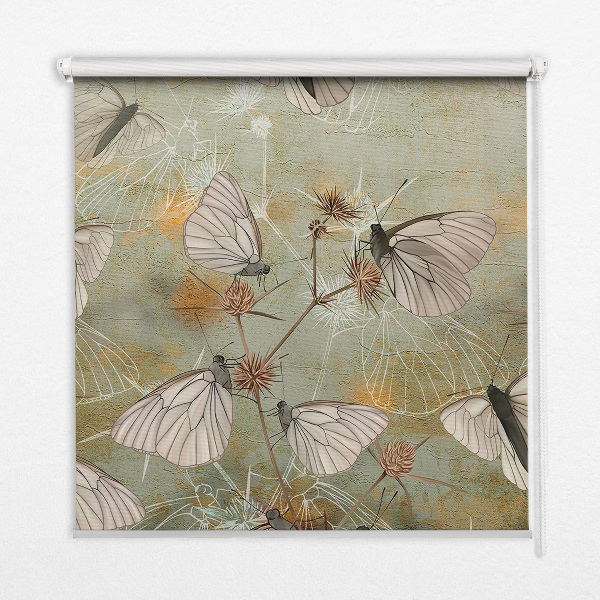 Fabric roller blind for window Butterflies in the meadow