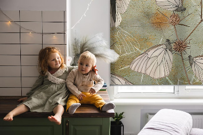 Fabric roller blind for window Butterflies in the meadow