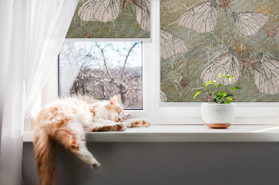 Fabric roller blind for window Butterflies in the meadow