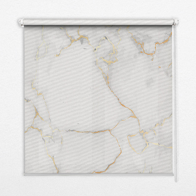 Blackout roller blind for window White marble