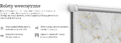 Blackout roller blind for window White marble