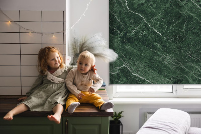 Fabric roller blind for window Green marble