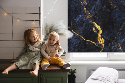 Blackout roller blind Navy blue marble