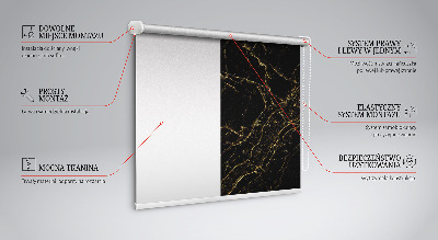 Fabric roller blind for window Black marble