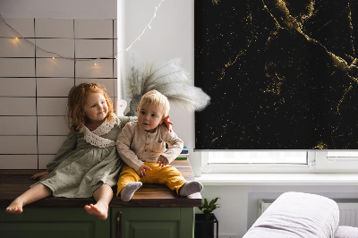 Fabric roller blind for window Black marble
